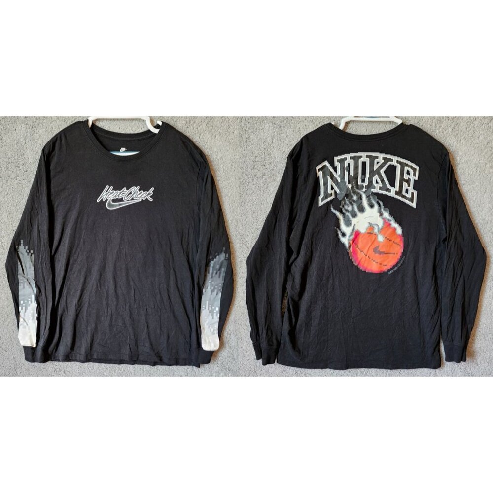 Nike Chase Reed Heat Check Digital Flames Black Long Sleeve T Shirt Size XL